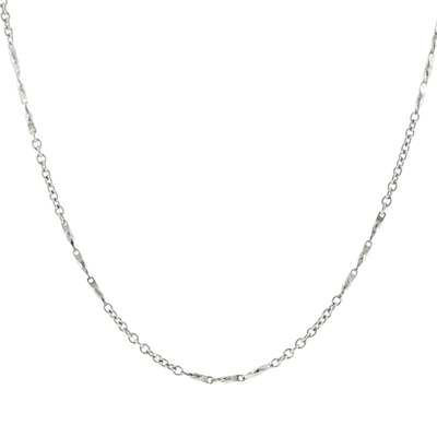 Silver Alternating Bar and Cable Chain