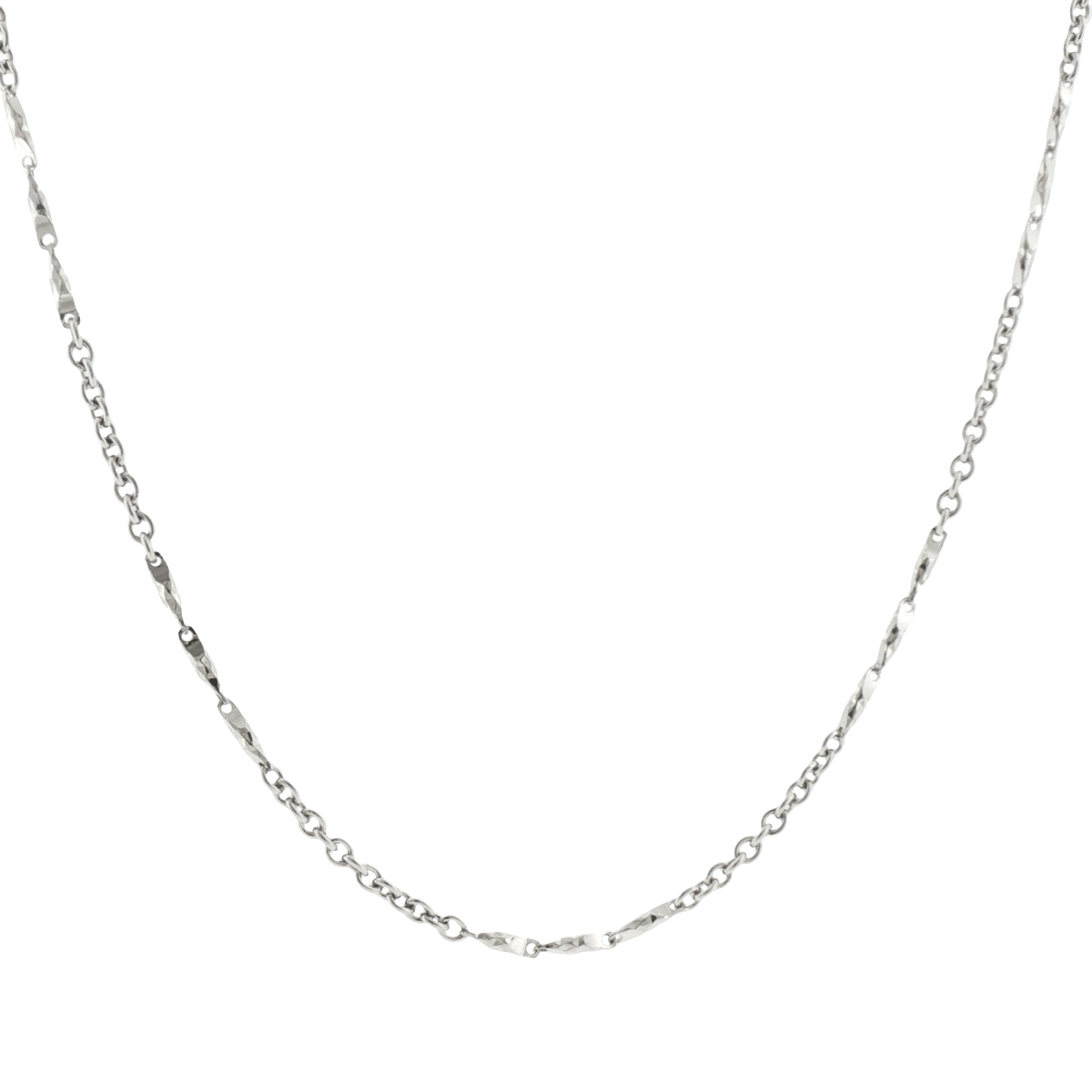 Silver Alternating Bar and Cable Chain