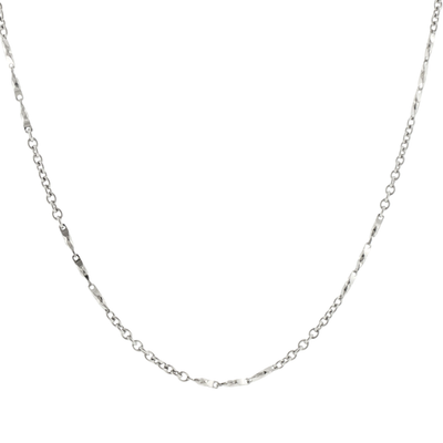 Silver Alternating Bar and Cable Chain