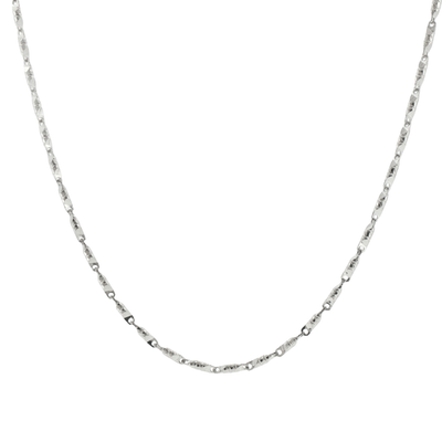 Silver Textured Fancy Link Men Chain