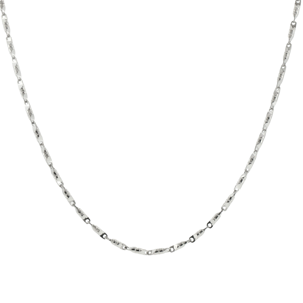 Silver Textured Fancy Link Men Chain