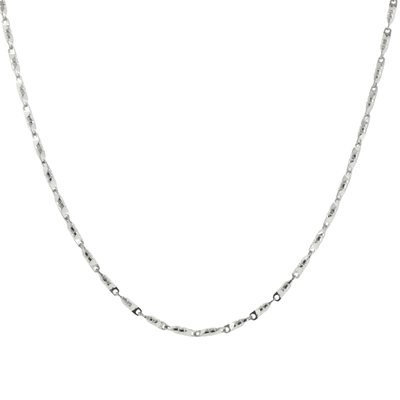 Silver Textured Fancy Link Men Chain