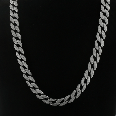 Silver Pavé Cuban Men Chain