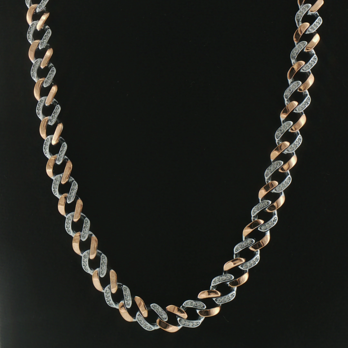 Silver Two-Tone Cuban Men Chain