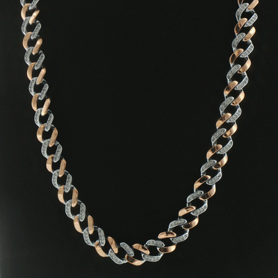 Silver Two-Tone Cuban Men Chain
