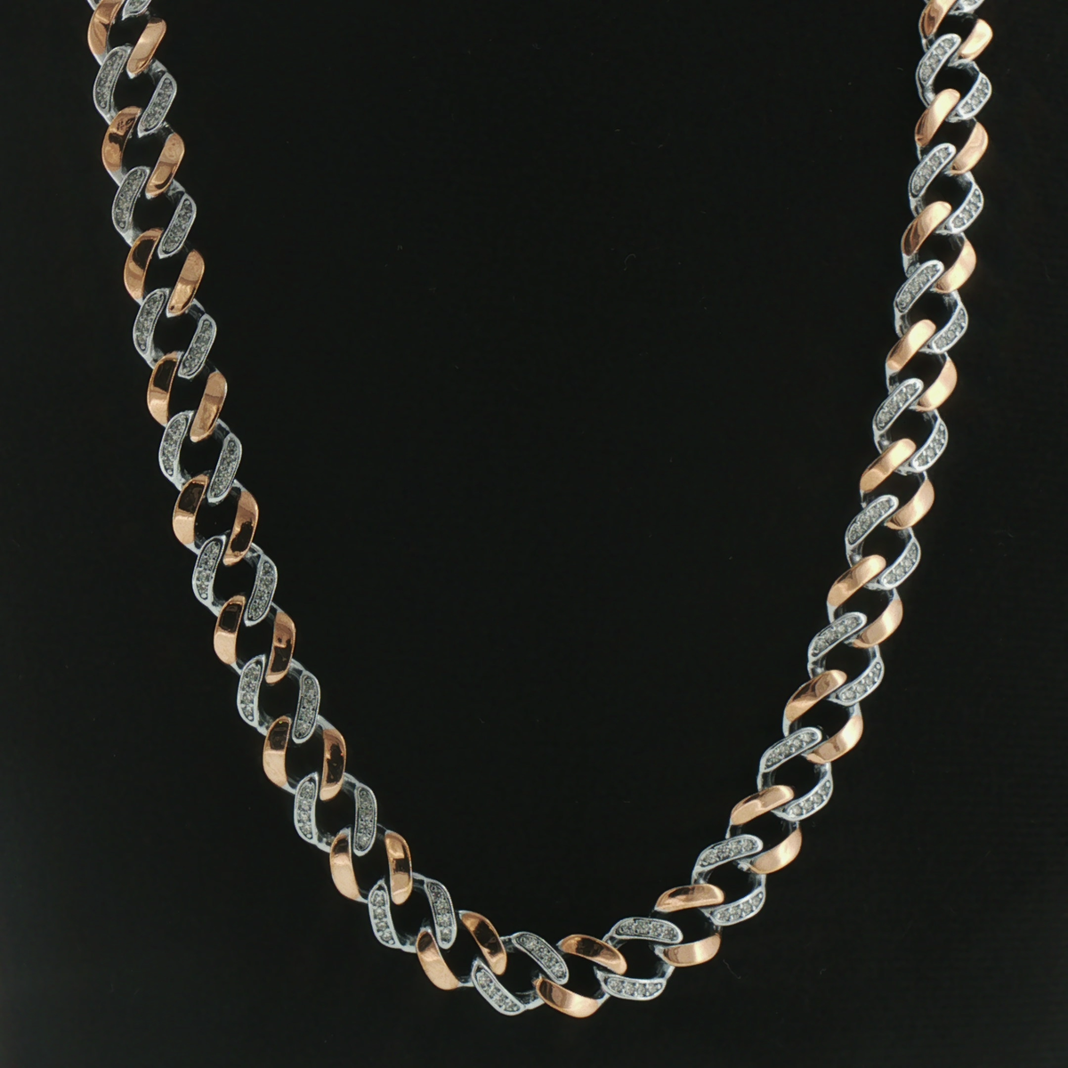 Silver Two-Tone Cuban Men Chain