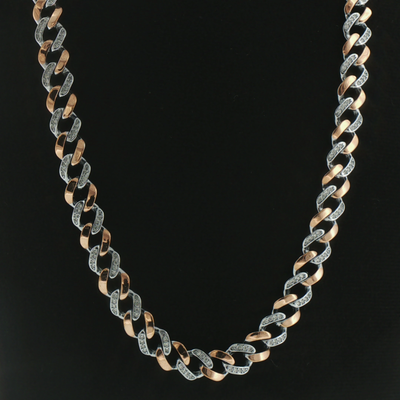 Silver Two-Tone Cuban Men Chain