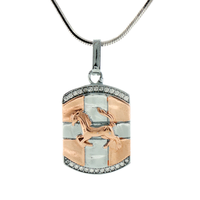 Silver Accent Horse Motif Charm Pendant