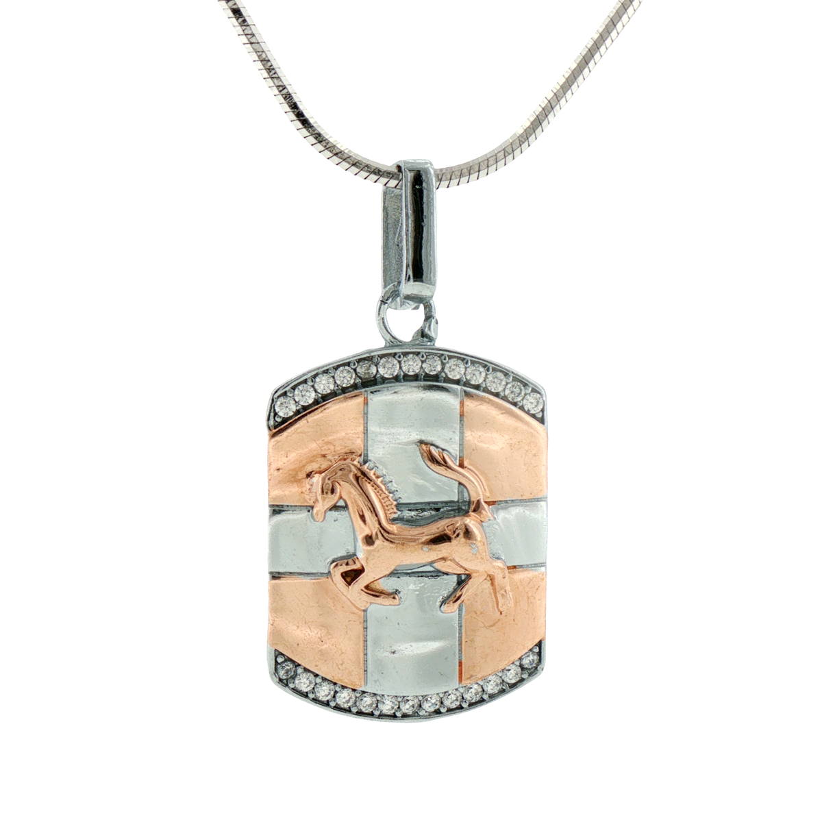 Silver Accent Horse Motif Charm Pendant