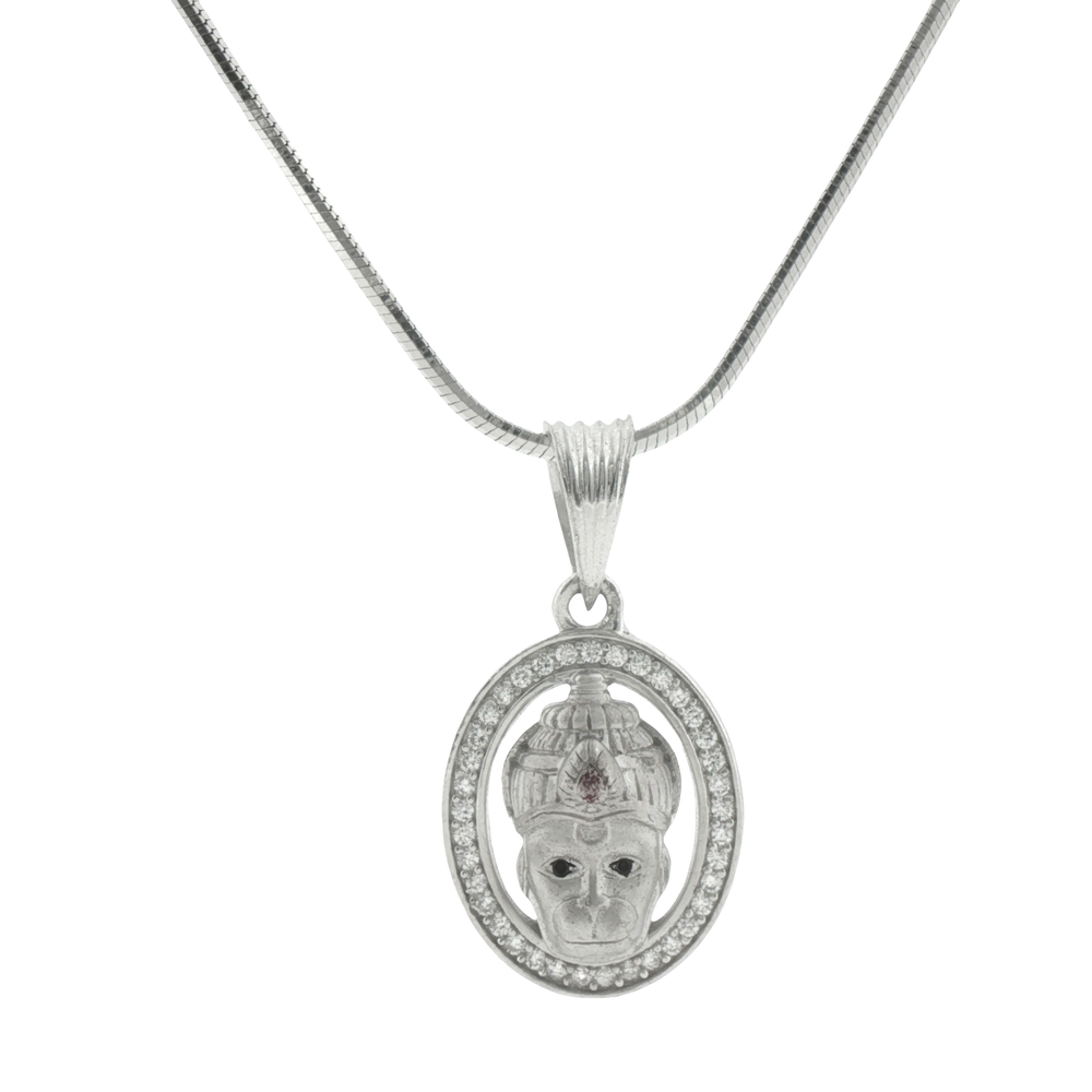 Silver Divine Hanuman Portrait Pendant