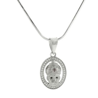 Silver Divine Hanuman Portrait Pendant