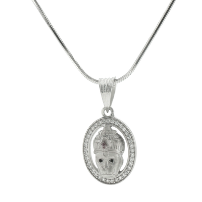 Silver Divine Hanuman Portrait Pendant