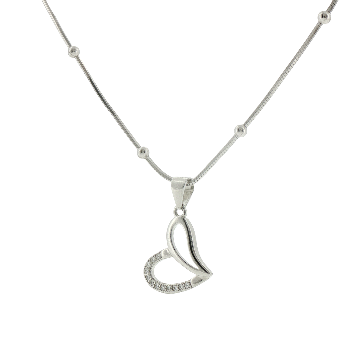 Silver Accented Open Heart Pendant