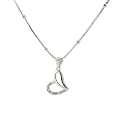 Silver Accented Open Heart Pendant