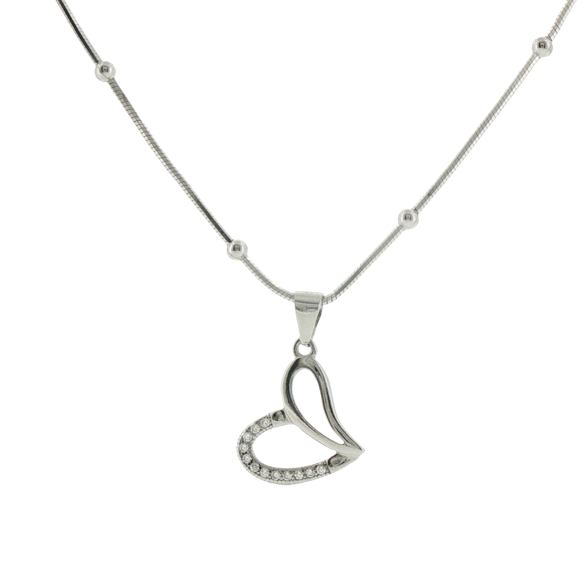 Silver Accented Open Heart Pendant