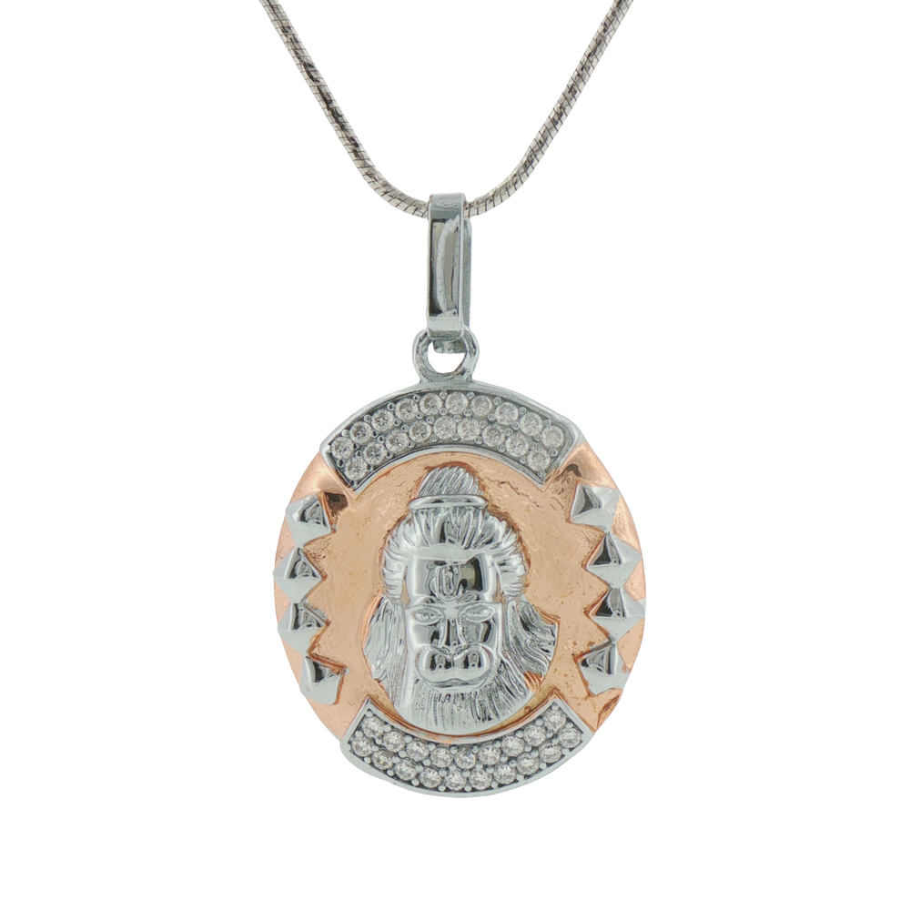 Silver Two-Tone Hanuman Medallion Pendant