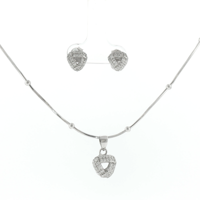 Silver Knot Pendant & Earrings Set