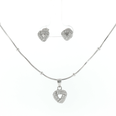 Silver Knot Pendant & Earrings Set