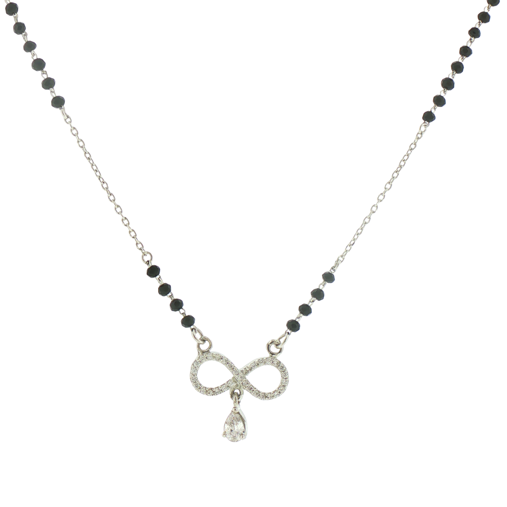 Silver Beaded Mangalsutra with Infinity Pendant
