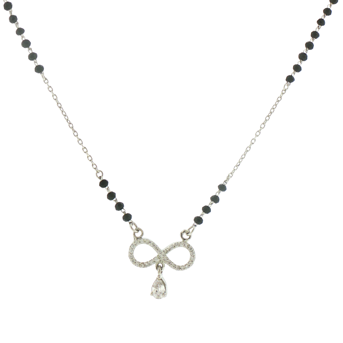 Silver Beaded Mangalsutra with Infinity Pendant