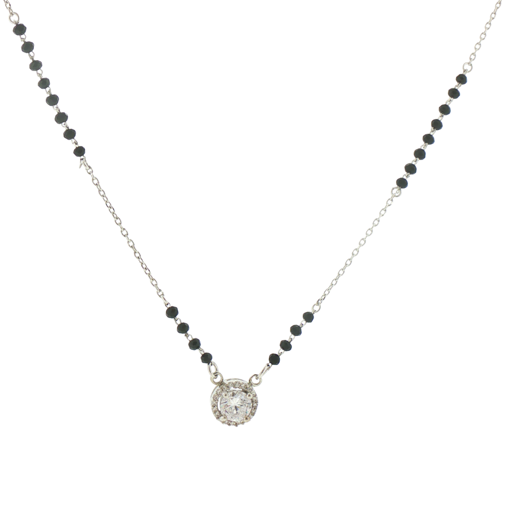 Silver Halo Beaded Mangalsutra