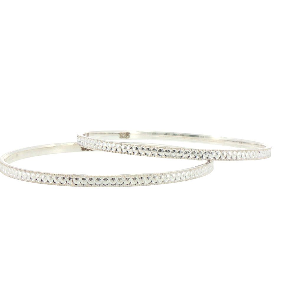 Silver Textured Bangles (Set of 2)