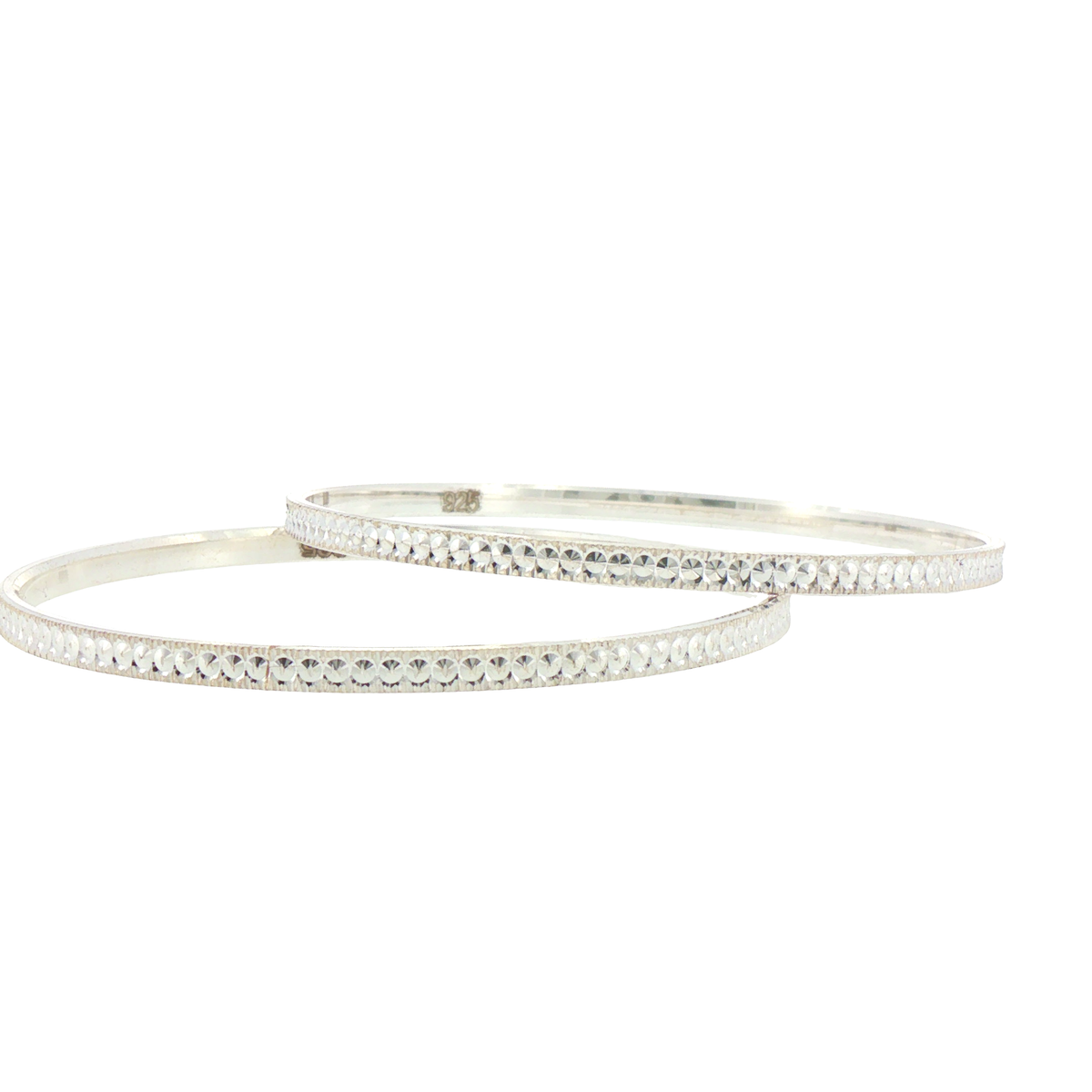 Silver Textured Bangles (Set of 2)