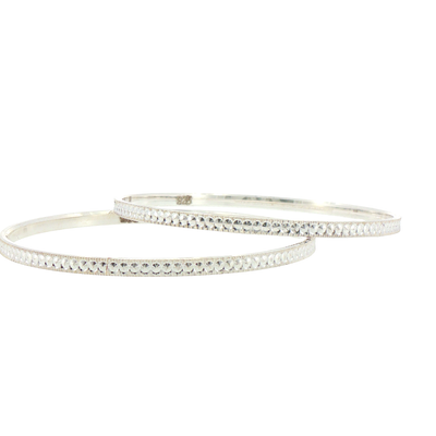 Silver Textured Bangles (Set of 2)