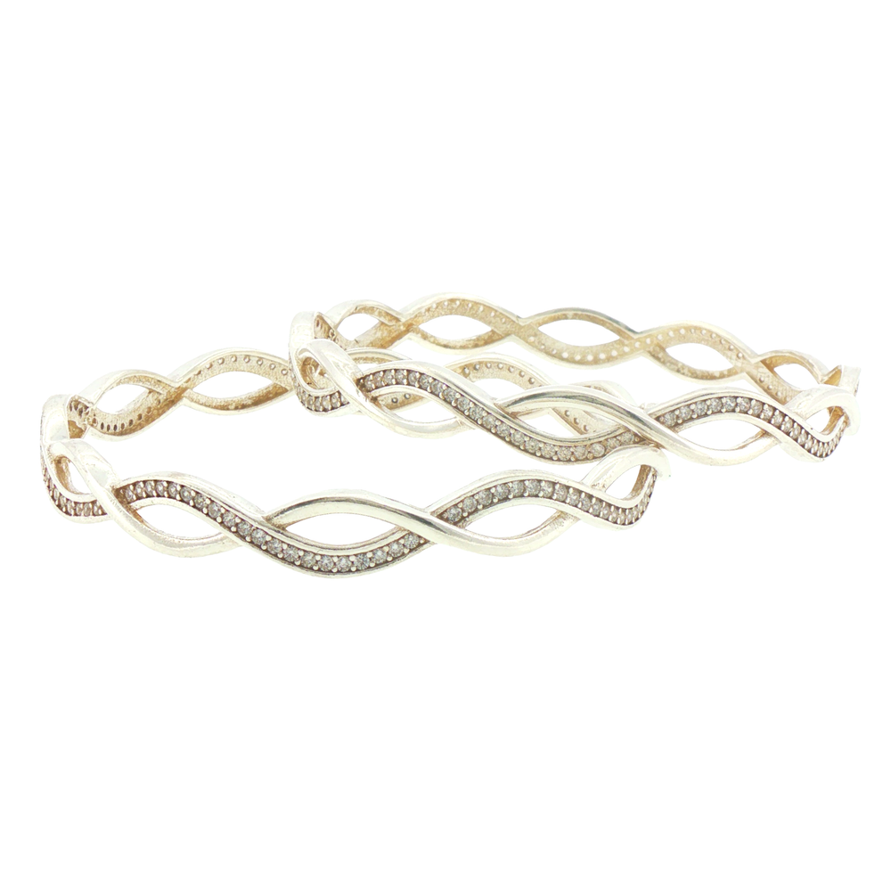 Silver Twisted Infinity Bangles (Set of 2)