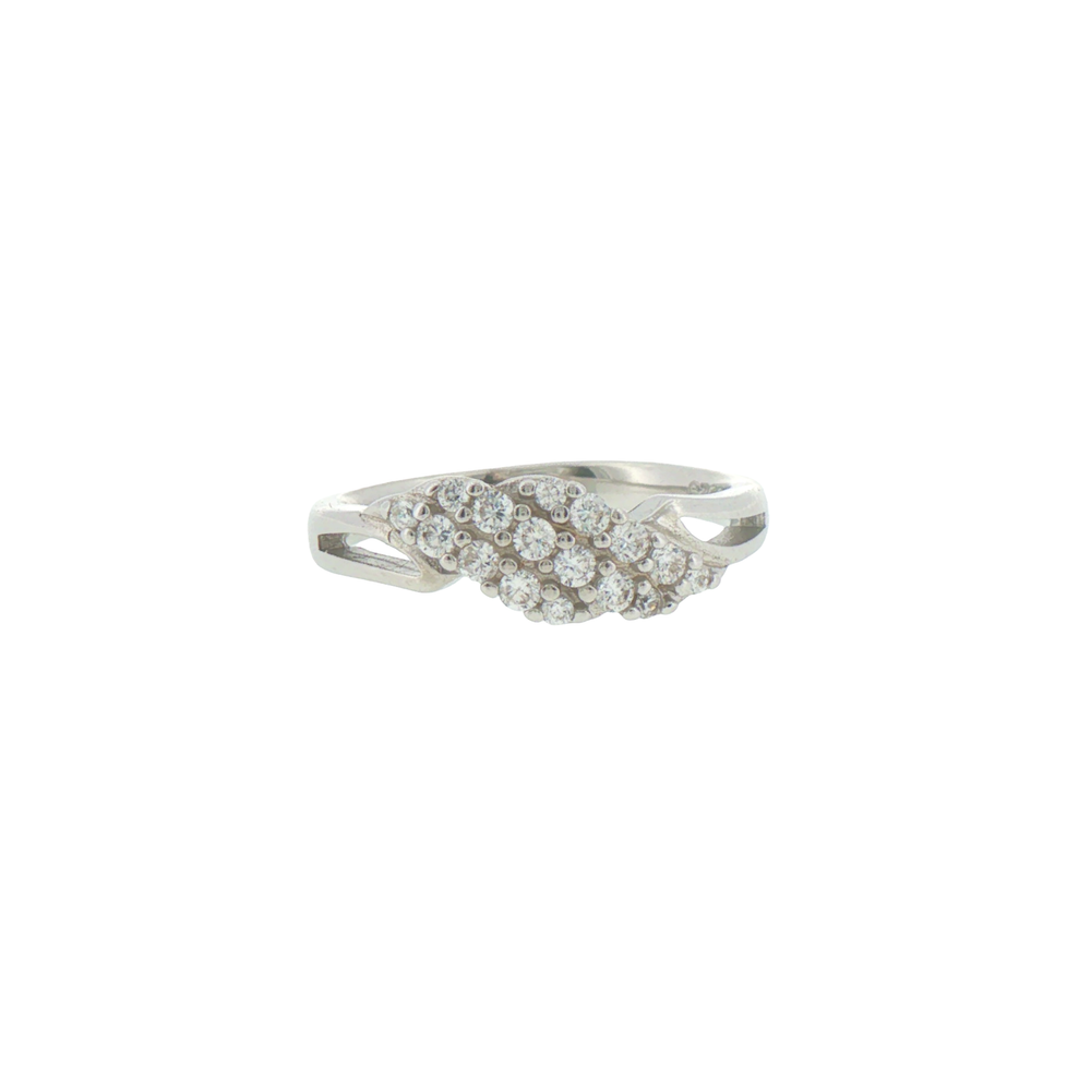 Silver Stone Cluster Bypass Ring