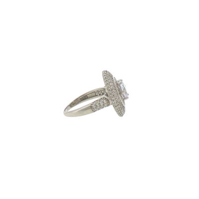 Silver Double Halo Cocktail Ring