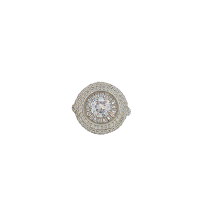 Silver Double Halo Cocktail Ring