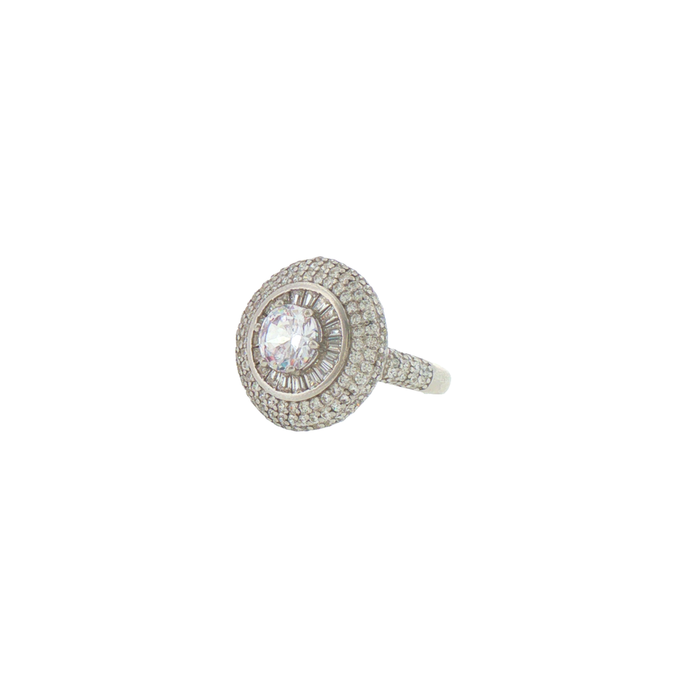 Silver Double Halo Cocktail Ring