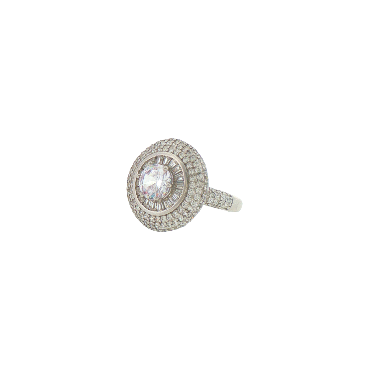 Silver Double Halo Cocktail Ring
