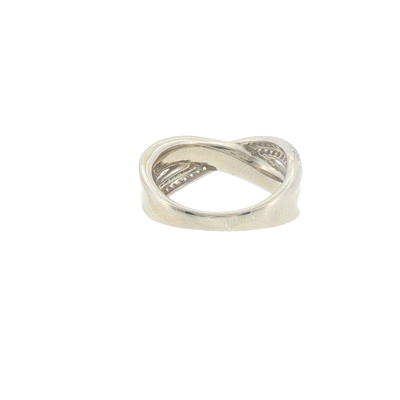 Silver Opal Inlay Criss-Cross Cocktail Ring