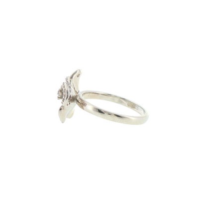 Silver Floral Jade Cocktail Ring