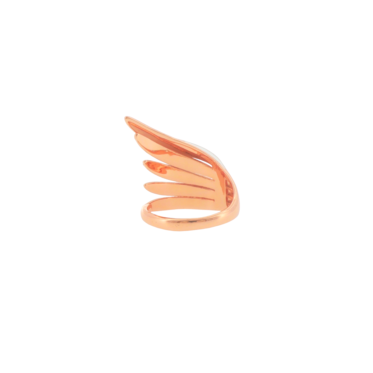 Silver Stone Wing Motif Cocktail Rose Gold Plated Ring