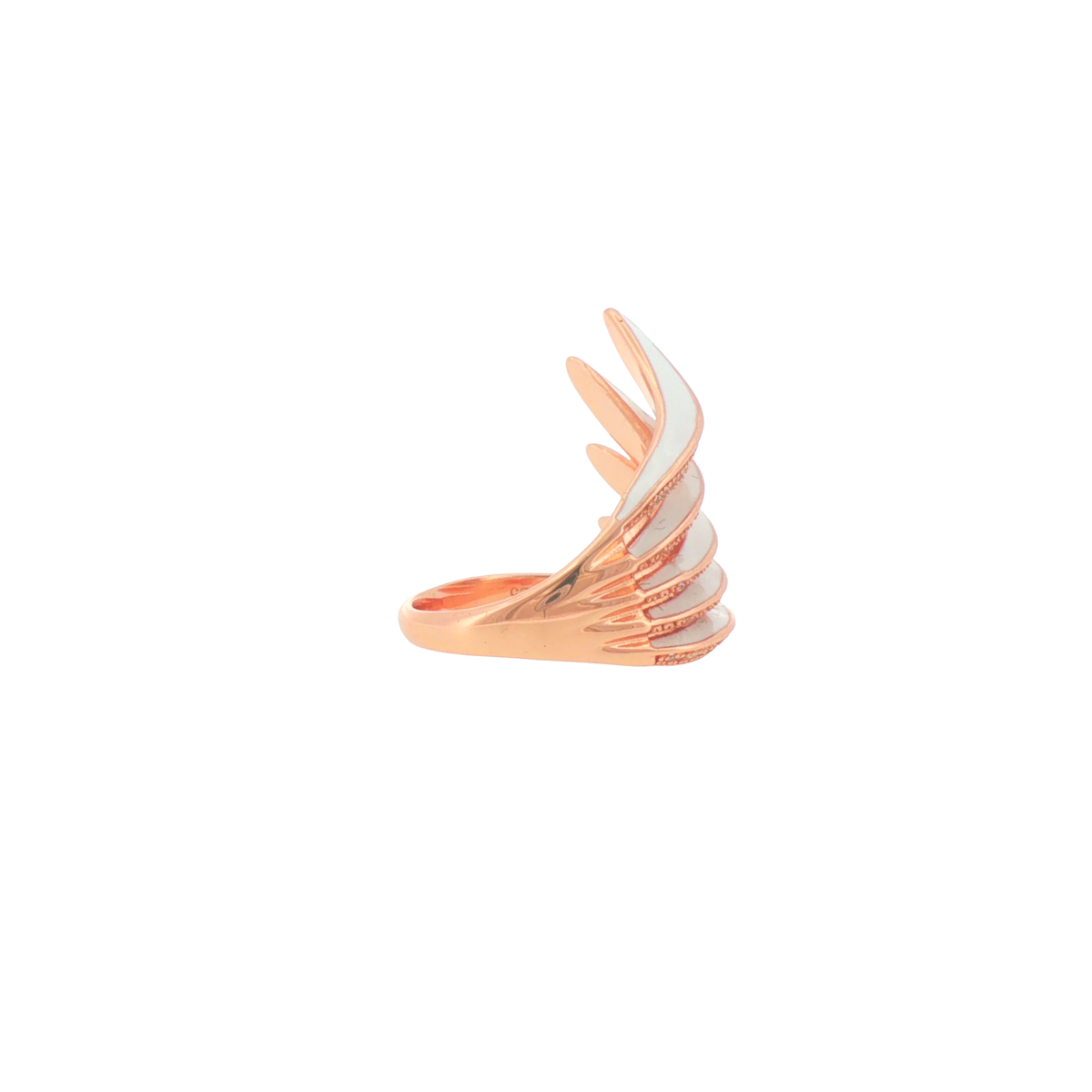 Silver Stone Wing Motif Cocktail Rose Gold Plated Ring