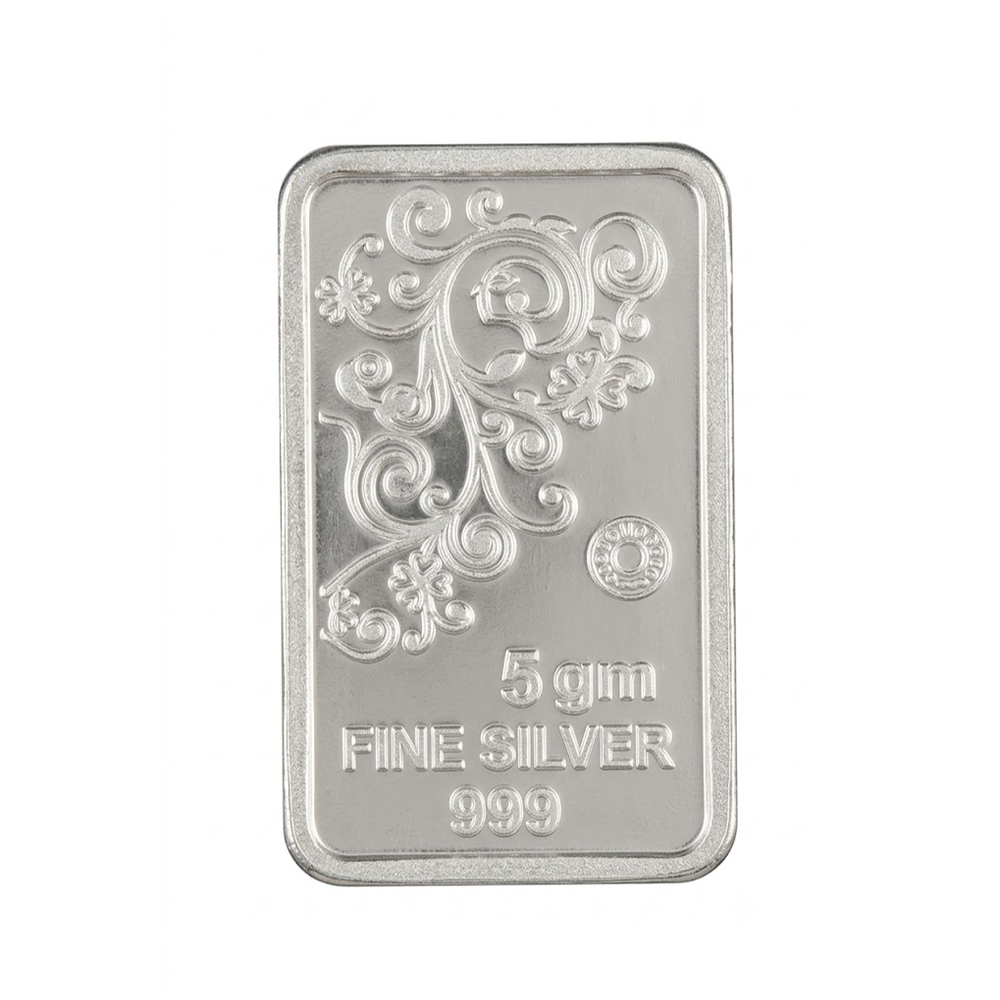 Floral Pattern Fine Silver 999 Bullion Rectangular Coin - 5 g