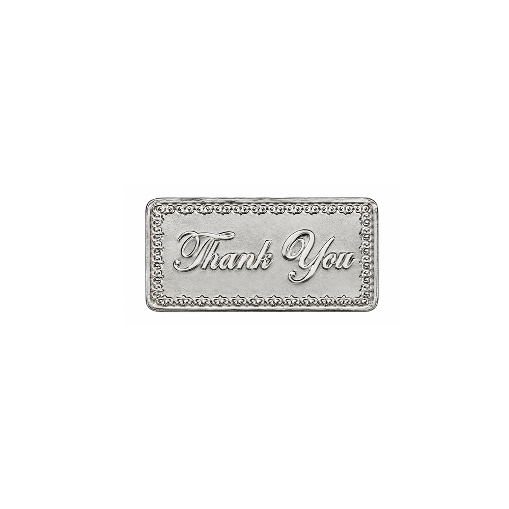 Silver "Thank You" Inscribed Bullion Rectangular Coin with Ornate Border - 10 g