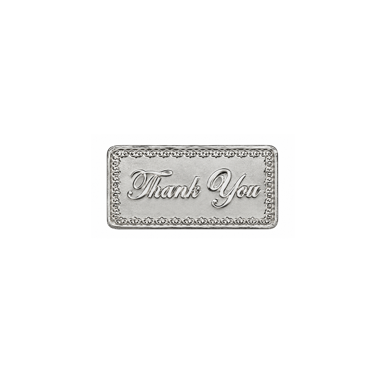 Silver "Thank You" Inscribed Bullion Rectangular Coin with Ornate Border - 10 g