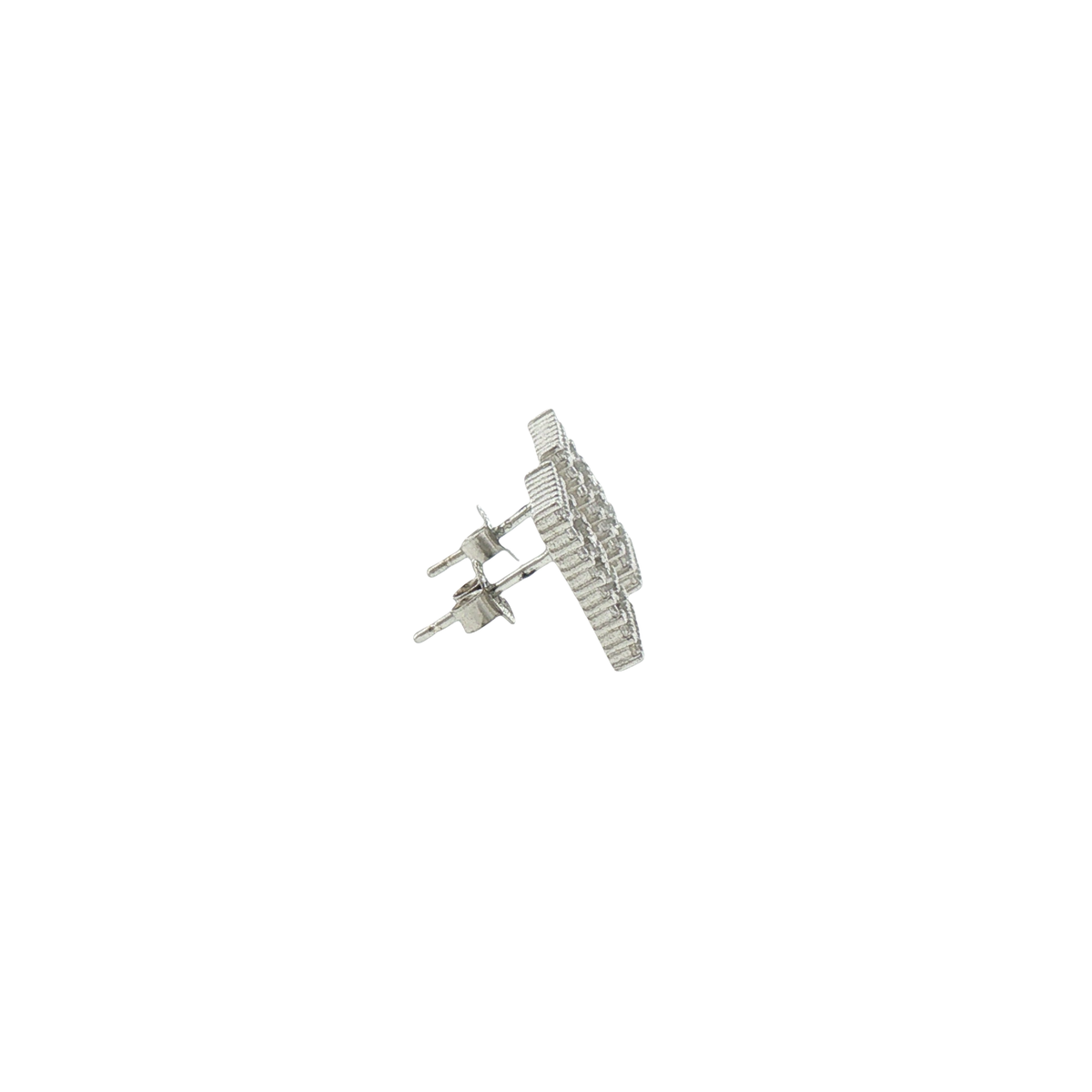 Silver Geometric Baguette and Round Stud Earrings