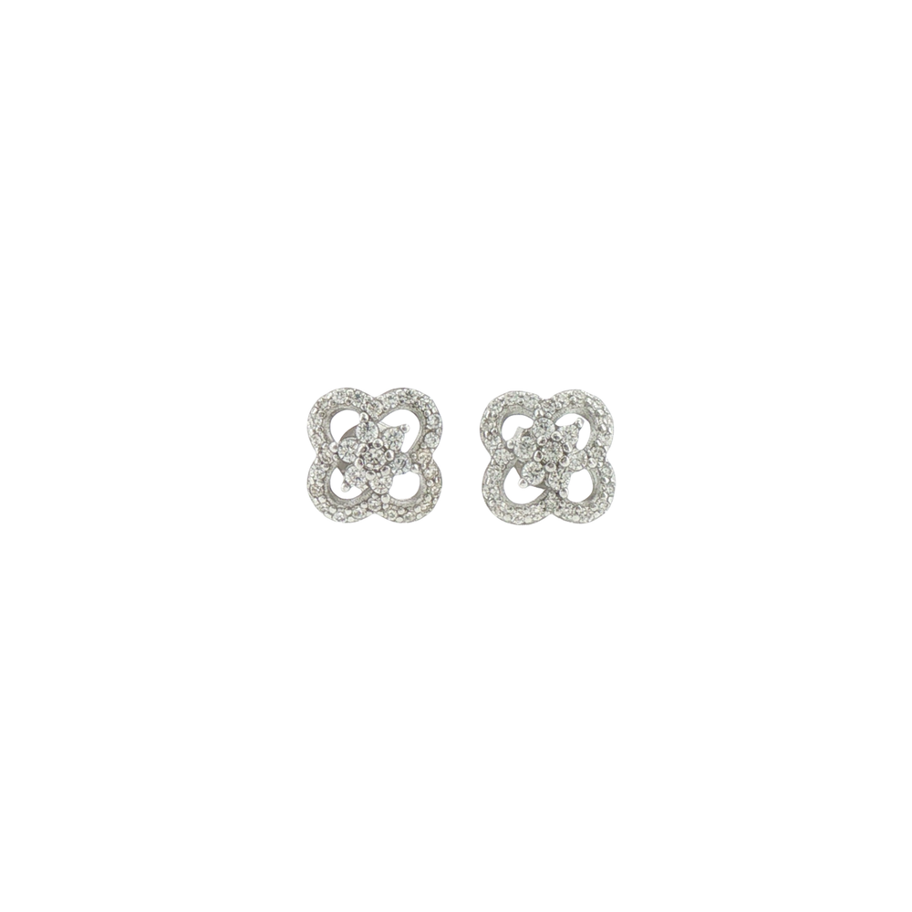 Silver Floral Openwork Stud Earrings
