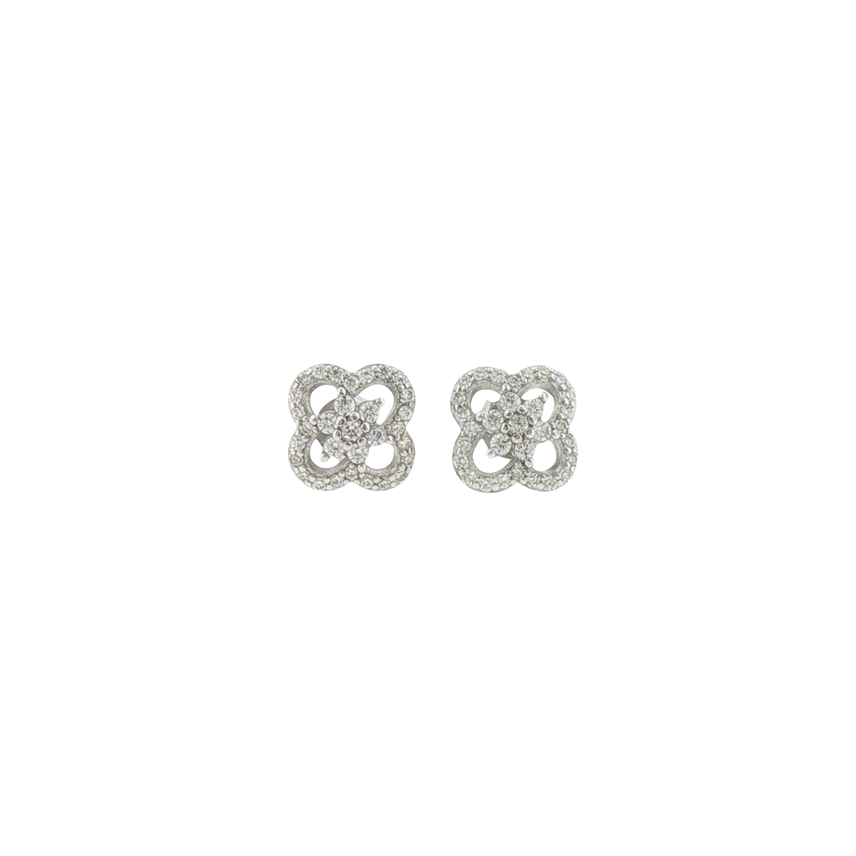 Silver Floral Openwork Stud Earrings
