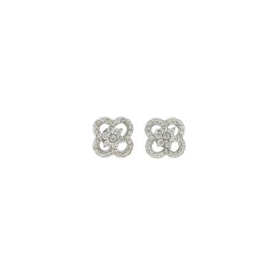 Silver Floral Openwork Stud Earrings