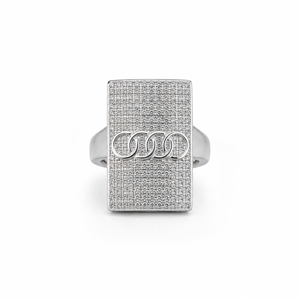 Silver Audi Logo Signet Ring