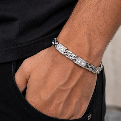 Silver Pavé Link Bracelet