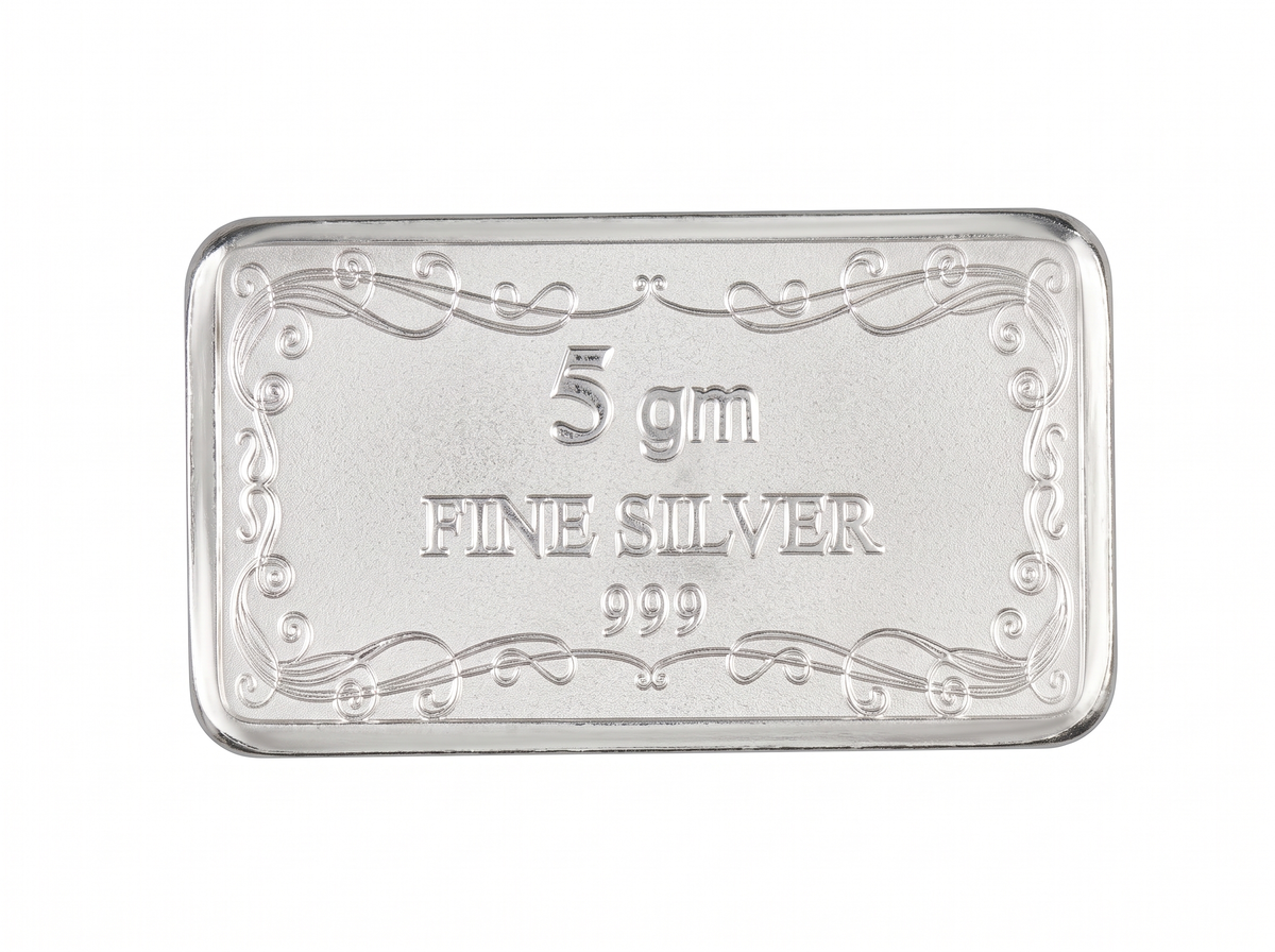 Silver Congratulations Rectangular Coin with Floral Motif Border - 5 g