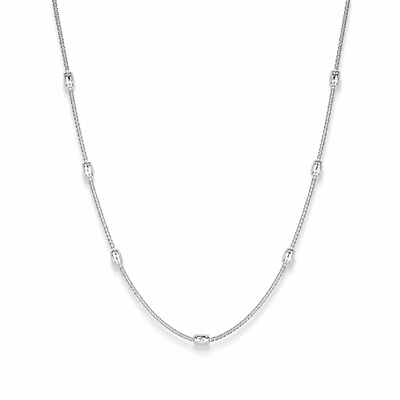 Silver Beaded Station Chain Necklace