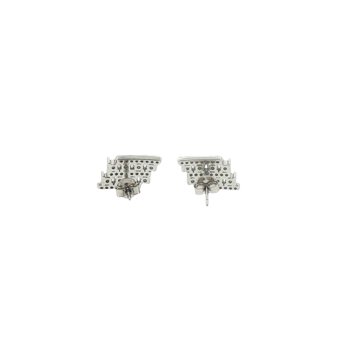 Silver Geometric Cluster Earrings